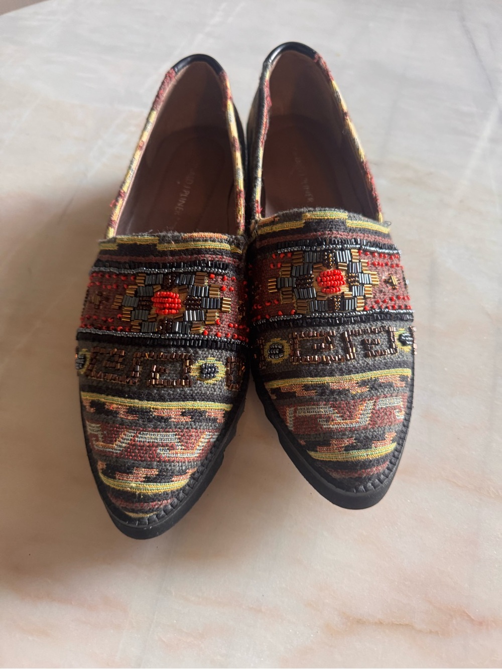 Donald J. Pliner Multicolor Embroidered Pointed-Toe Loafers